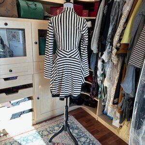 LILITH SIZE S BLACK/OFF WHITE STRIPE PEPLUM JACKET